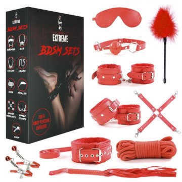Kit BDSM 10 peças vermelho - BDSM Brazil